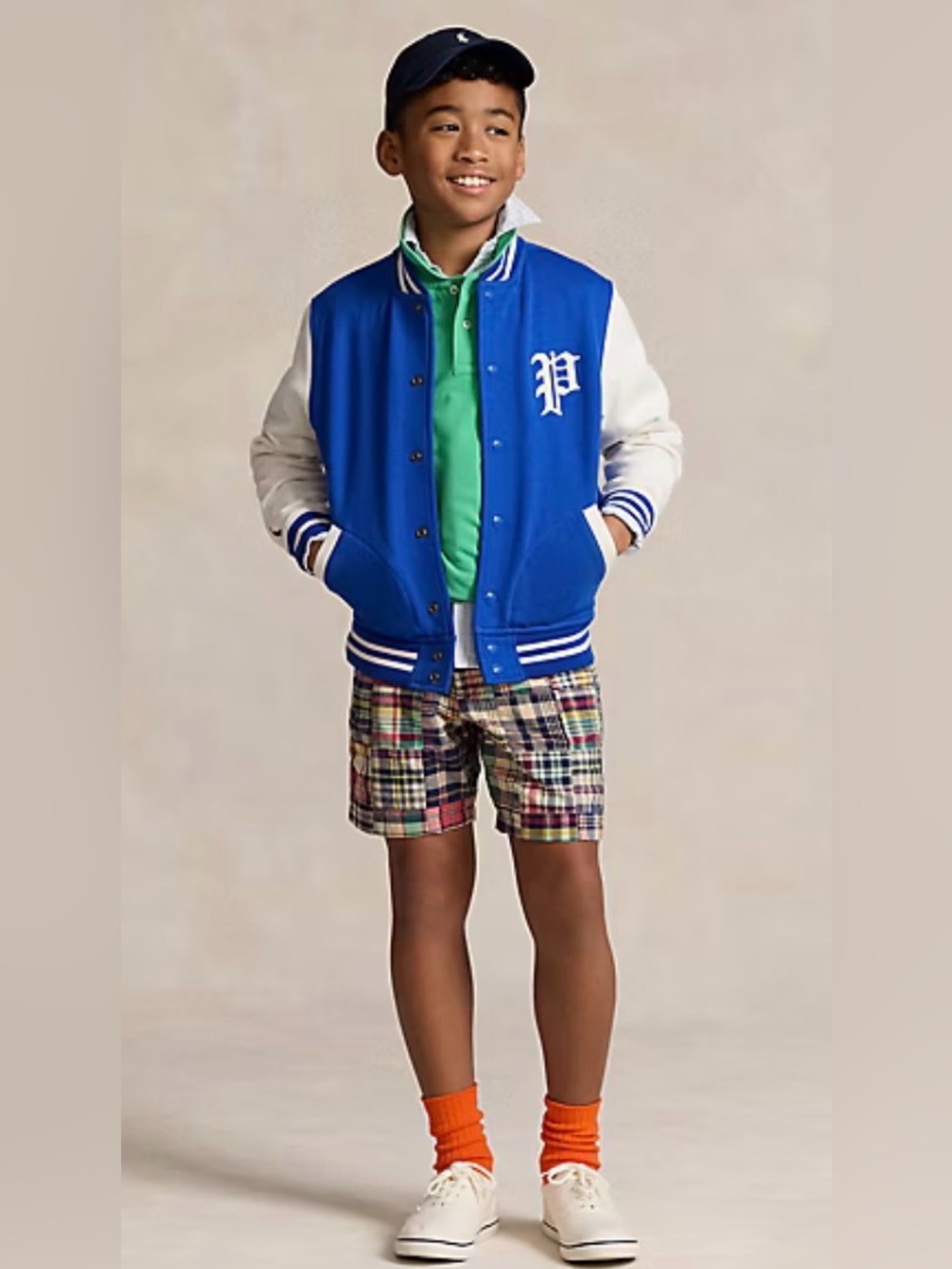 Polo Ralph Lauren Boys' Fleece Baseball Jacket In Blue, White Size: M (10-12)